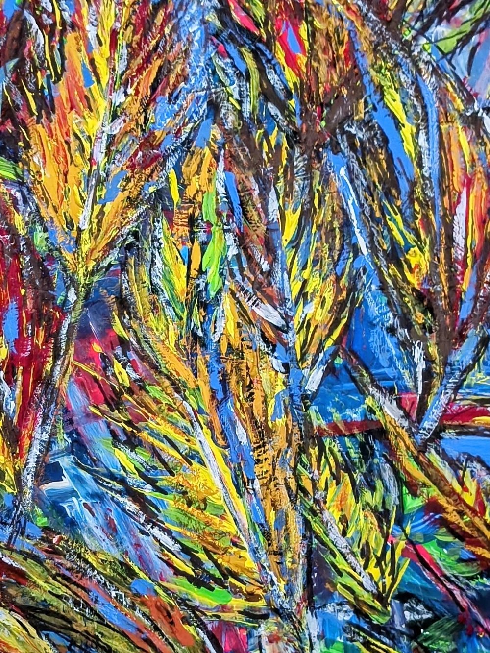 Abstract Painting in Blue & Yellow Like New